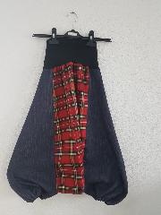 Sarouel enfant jeans et écossais rouge 6-7 ANS