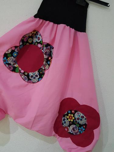 Sarouel enfant rose fleurs 4-5 ANS