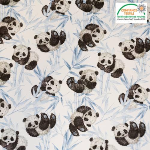 snood enfant panda bambou bleu