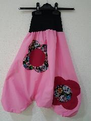 Sarouel enfant rose fleurs 4-5 ANS