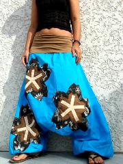 sarouel turquoise fleur de cerisier ton choco