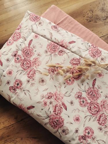 couverture bébé/plaid enfant XXL fleurie rose